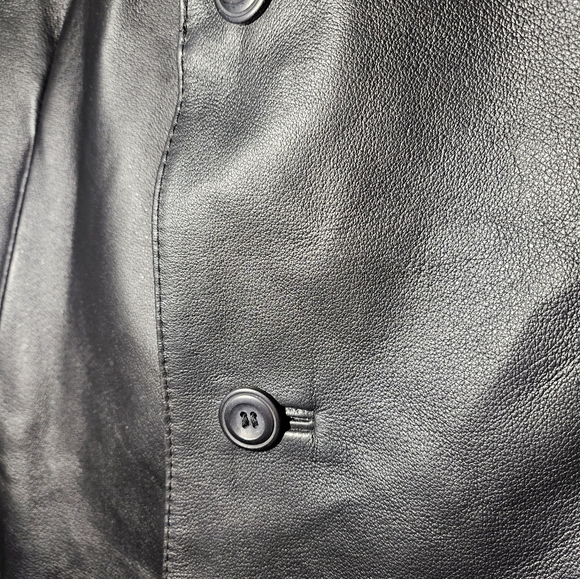 J. FERRAR BLACK LEATHER SUIT BLAZER SINGLE BREAST DESIGNER JACKET MEDIUM - Picture 6 of 7